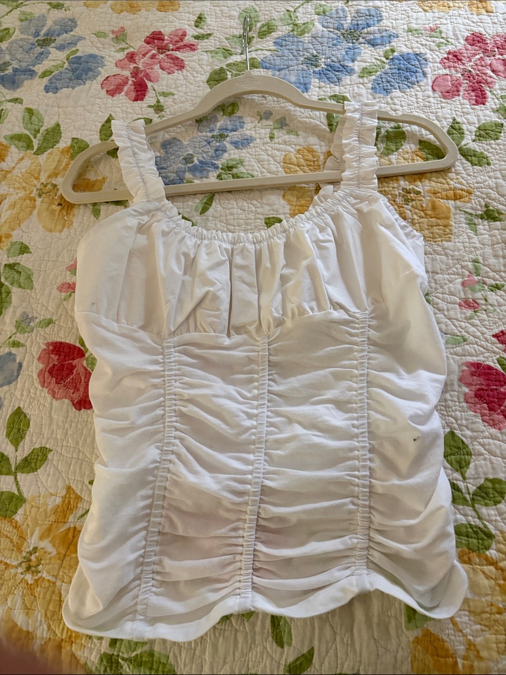 Maeve White Ruffle-Trim Tank